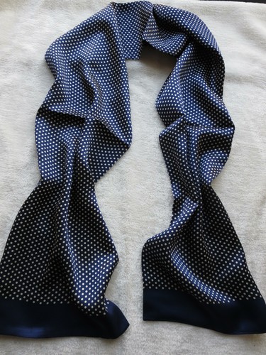 Men's 100% Silk Scarf Long Neckerchief Cravat Double Layer Polka Dot - Picture 6 of 16