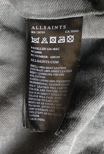 ALL SAINTS Luxury Biker Suede Leather LIA MAC Coat UK 6, 8 RRP $830 - Picture 11 of 11
