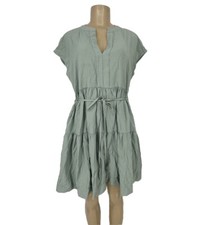 CALVIN KLEIN 4 Women Fit Flare Pullover Tie Gathered Tiered Dress V-neck 9-9