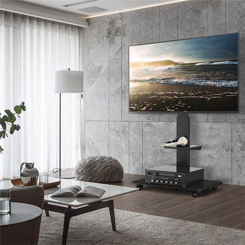 Swivel TV Cart Rolling TV Stand for 32-70" LCD LED Flat/Curved Screen w/ Wheels - Picture 5 of 12