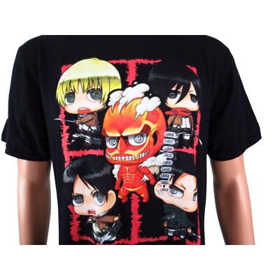 Attack On Titans SD 5 Character Mens Shirt XL Black Anime TAAS2000 NEW
