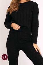 Ladies Cable Knitted CO-ORD LOUNGE WEAR SUIT 2019