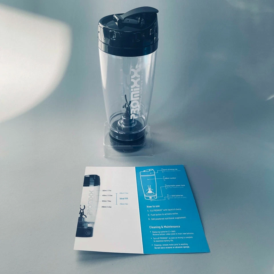 Caja Abierta PROMiXX Original Mezclador Vortex 20oz Licuadora Batido Deportes Bebida Tapa Negra Foto 2 de 4