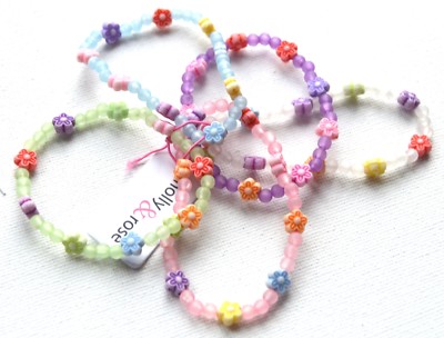 NEU Kinder 5er Pack Blume Pastellfarben Bettelarmband Modeschmuck