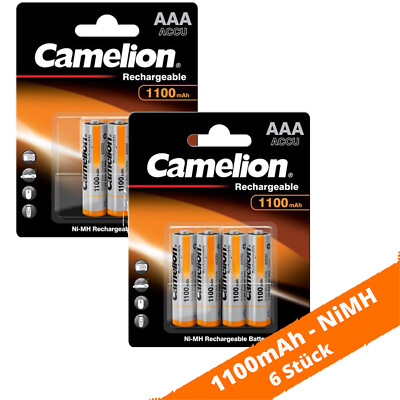 6 x Camelion 1100mAh NiMH Akku AAA Micro HR03 1,2V Akku Classic 1x 2er & 1x 4er