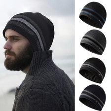 2PCs Fleece Hats Windproof Stretchy Winter Knit Beanie Caps Outdoors Running