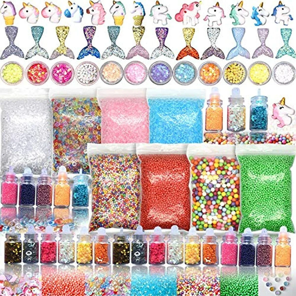 70PCS Slime Add Ins Slime Kit Floam Beads Fish Bowl Beads Mreaind Unicorn  Slime