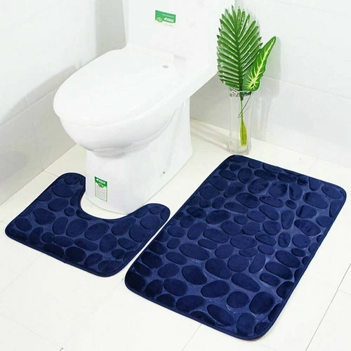 Set tappetino bagno 2 pezzi memory foam ciottoli morbido tappeto bagno tappeti toilette bagno - Foto 2 di 12
