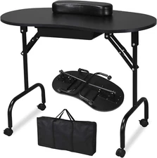 37-Inch Portable & Foldable Manicure Table Nail Desk Workstation with Large Draw