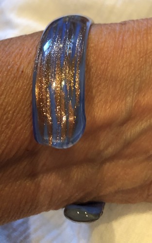 Handwerk mundgeblasen Kunst Glas Wirbel Manschette Armband irisierende Bronze und blau NR! - Bild 11 von 12