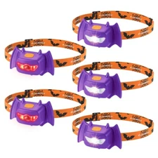 EverBrite 5-Pack Halloween Bat Headlamps Head Lamp Warm/Red/Strobe 3 Light Modes