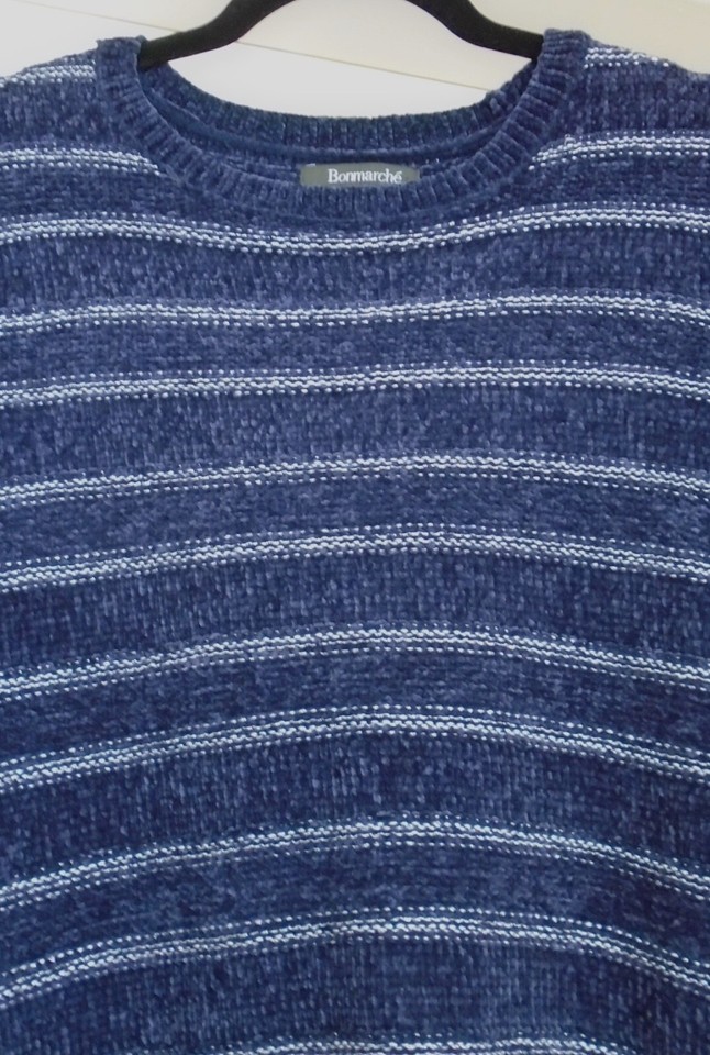 NWT LADIES SIZE 22 NAVY BLUE & SILVER STRIPE CHENILLE JUMPER eBay