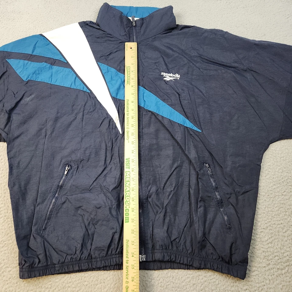 VTG 90s Reebok Windbreaker Jacket Mens Extra Large Embroidered Logo Hidden Hood - Image 2 of 4