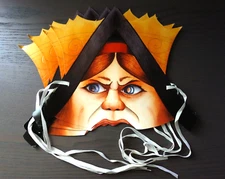 Queen of Hearts Alice in Wonderland Paper Mask by Mamelok, Damaged (Bent Ends)