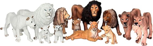 13-Piece Realistic Lion Figurines Set - Eco-Friendly Jungle Animal Toys - 第 3/8 張圖片