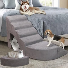 Foam Dog Stairs & Steps Ramps for High Beds 25-30 inches High Tall, LitaiL 6 ...