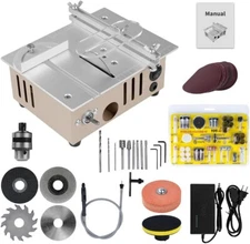 Dual Motor Mini Table Saw Versatile Electric Woodworking Metal Cutting Lathe