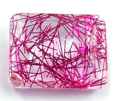 246.40 CT Emerald Pink Rutilated Quartz Certified Transparent Loose Gems 5MRS - Picture 2 of 7