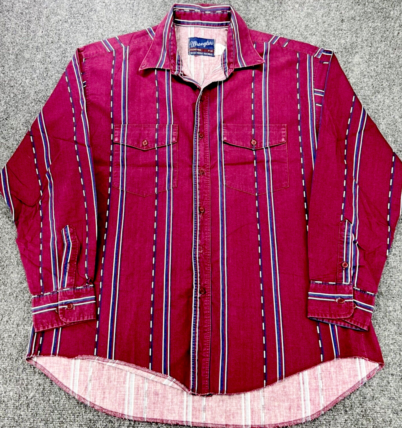 Vintage USA Wrangler Shirt Men's X-Long Tail Cowboy Cut Western Aztec 17-35