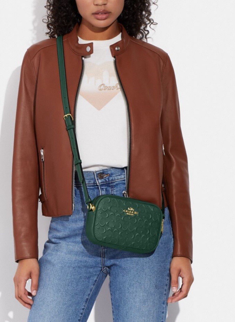 NWT COACH MINI JAMIE CAMERA BAG Embossed SIGNATURE LEATHER