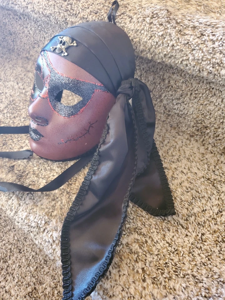 Original Venezia Hand Painted Italy Masquerade Halloween Role Play Pirate Mask - Image 4 of 4