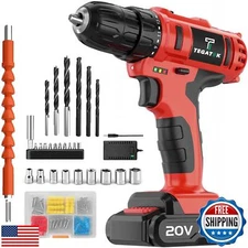 Tegatok Cordless Drill Set, 3/8 Drill Handheld Screwdriver Kit with 18+1 Torq