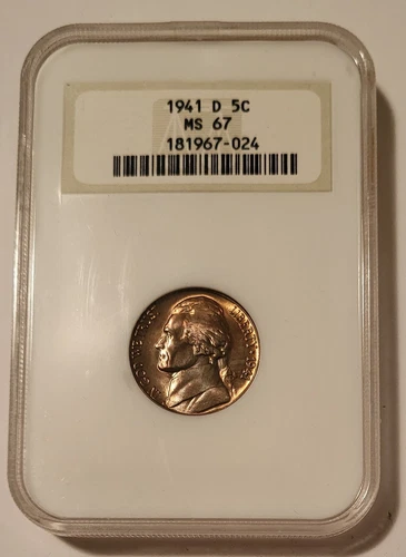 1941 D Jefferson Nickel MS67 NGC OH