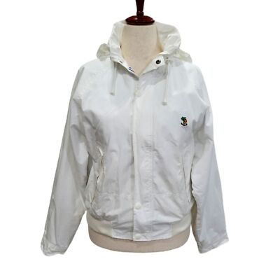 EUC 100% cotton Rum Island women's white  hooded bomber jacket, M white