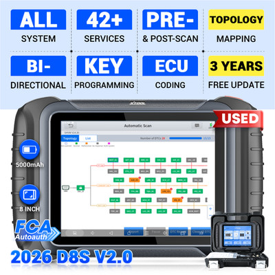 Used XTOOL D8S Bidirectional OBD2 Scanner Diagnostic ECU Coding Key Programmer