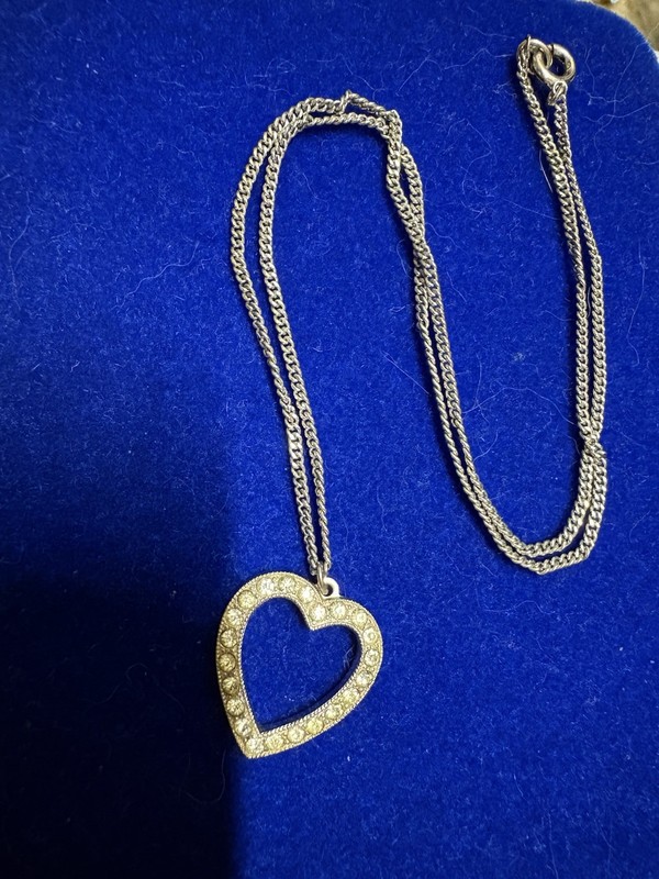 Vintage Rhinestone Heart Pendant Necklace Romantic Jewelry Gift