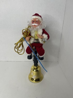 VIDEO Vintage Chinafake Santa Claus Zipline Bell Christmas Rare HTF Read!