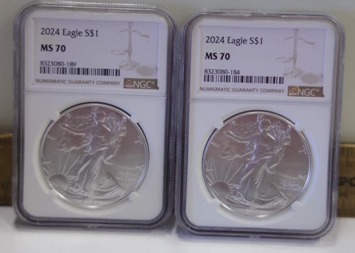 (2) 2024 US Silver Eagle $1 NGC MS69