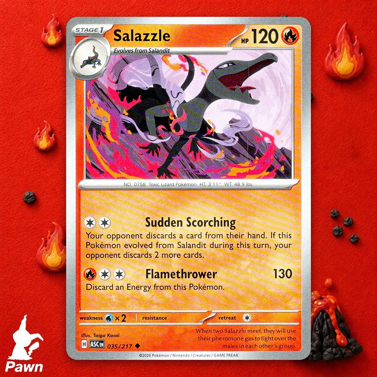Salazzle Uncommon Ascended Heroes 35/217 Pokemon TCG Card Near Mint Collectible