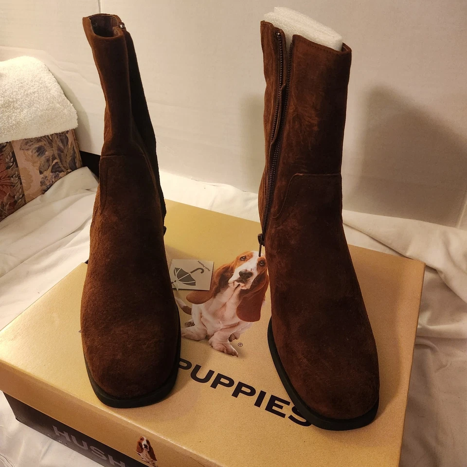 Hush Puppies Women's Montana Brown Suede Zip-up Ankle Boots Size 8.5M New - Image 2 of 4