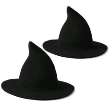 2 Pack Halloween Women Witch Hat Foldable Knitted Wool Blend Wizard Black black