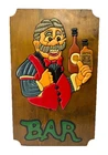 Vintage Wood Bar Sign-18”x11” 3D Old Man Bartender, Jack Daniel’s- Wall Hanging