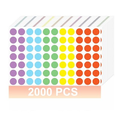 2000 Pcs Colored Dot Stickers 0.4 Inches, Small Translucent Small, Colorful 