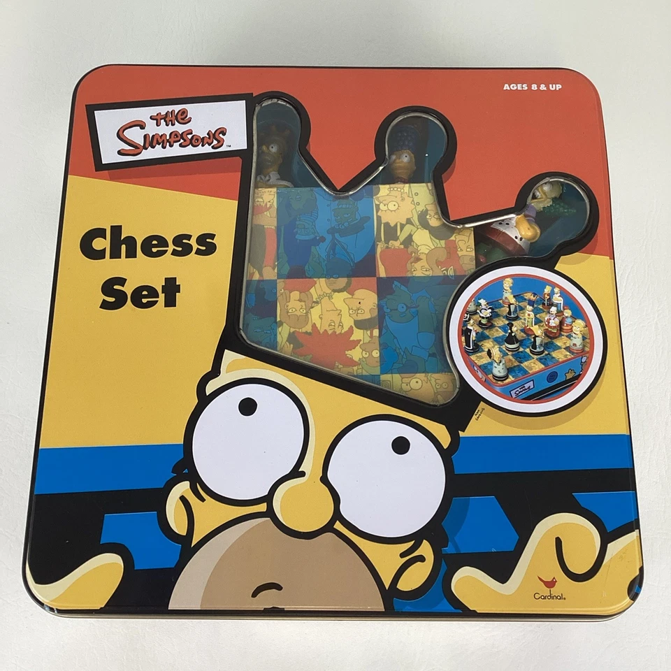 The Simpsons Chess Set Collector Tin Storage Box Vintage 1998 90s Toy Homer Bart - Image 2 of 4