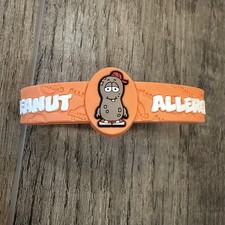 Allermate Peanut Allergy Alert Kids Bracelet Orange Silicon Plastic Snap 3 Sizes