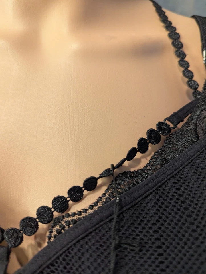 Sujetador acolchado para mujer Marlies Dekkers 11 inmersiones balcón Sps 34D mármol negro nuevo con etiquetas Foto 3 de 4