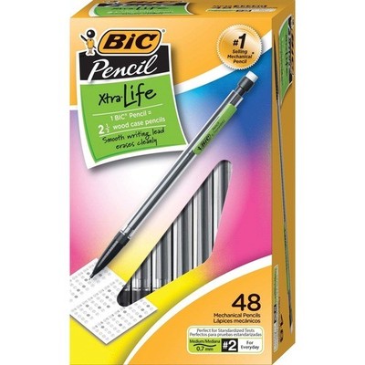 BIC America Nonrefillable Mechanical Pencils - 0.7mm, Wood Barrel, 48-Count