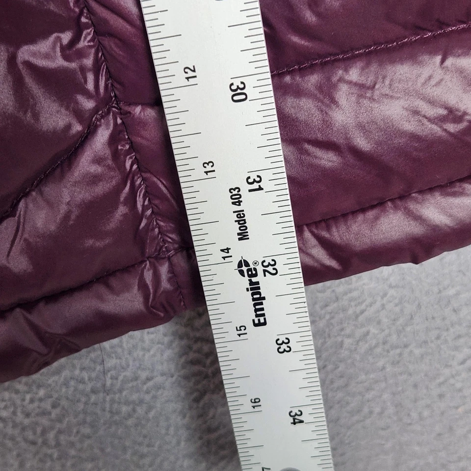 Chaqueta acolchada de plumón Calvin Klein para mujer mediana púrpura con capucha abrigo largo empacable Foto 4 de 4