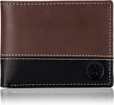 Timberland Men'S Leather Passcase Bifold Wallet Hybrid, Brown/Black, One Size