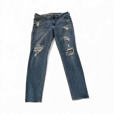 Old Navy Curvy Sky High Straight Jeans Distressed Blue Size 12 Button Up