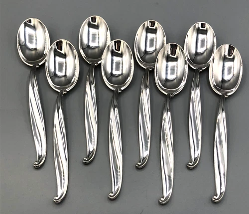 Swan Lake by International Sterling Silver set of 8 Oval Soup Spoons 6 5/8"