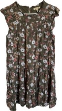 Trinhnology Women’s Green Smocked Boho Dress with A Floral Pattern. Size M