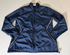 Adidas Blue Full Zip Windbreaker Jacket Women Size M Mesh Lining Pockets 