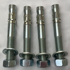 3/4" x 5 1/2" Concrete Anchor Bolt Nut Washer Carbon Steel Zinc Lot of 4