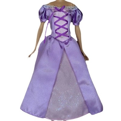 Disney Princess Rapunzel Tangled Gown Purple Sateen Pink Glitter Dress Lace Trim