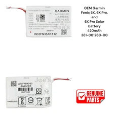 OEM Garmin Fenix 6X PRO Solar Smartwatch Battery 3.8V 361-00126-00 420mAh Parts